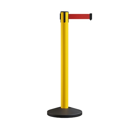 Montour Line Stanchion Belt Barrier Yellow Post 14ft.Red Belt MS650-YW-RD-140